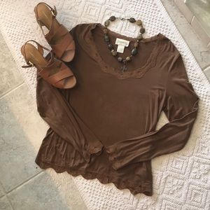 Brown rayon and spandex top
